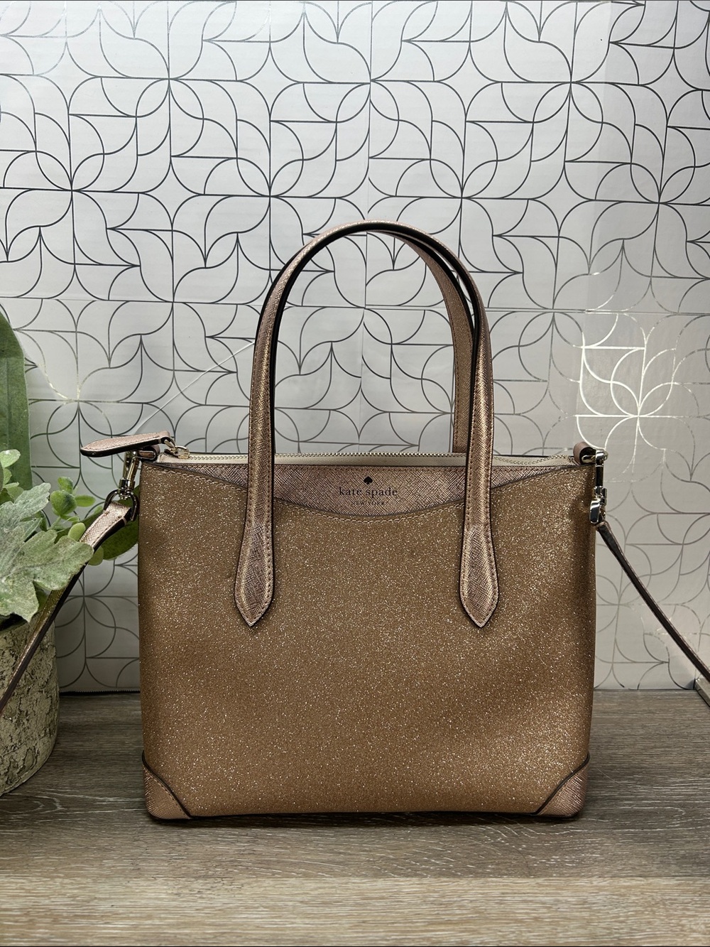 Kate Spade Metallic Rose Gold Leather Tote